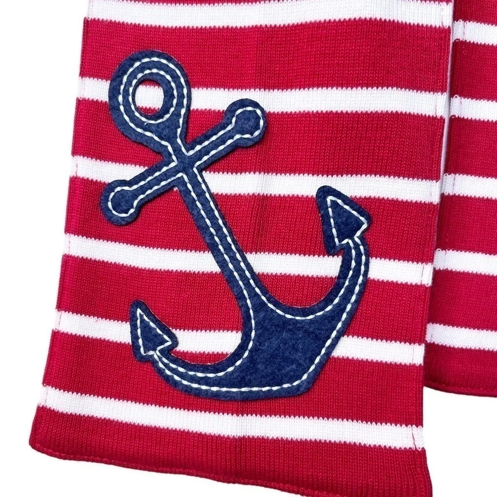 L.L. BEAN Striped Nautical Sweater Knit Scarf One Size in Red and White Stripe